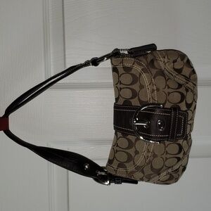 Y2K Sm/Med Brown Coach Cloth and Leather Purse